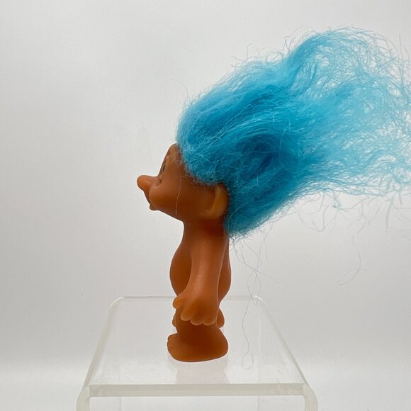Vintage TNT Troll Doll Light Blue Hair Neon Yellow Eyes Troll - Picture 5 of 8